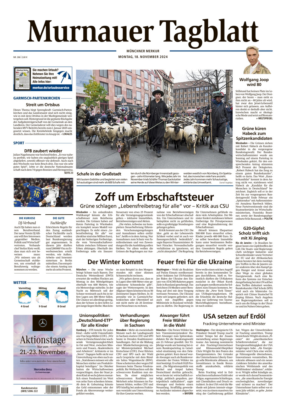 Murnauer Tagblatt vom Montag, 18.11.2024