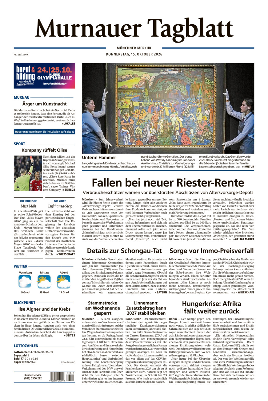 Murnauer Tagblatt vom Donnerstag, 15.10.2026