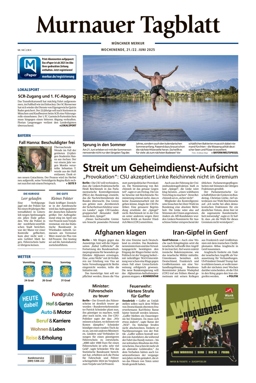 Murnauer Tagblatt vom Samstag, 21.06.2025