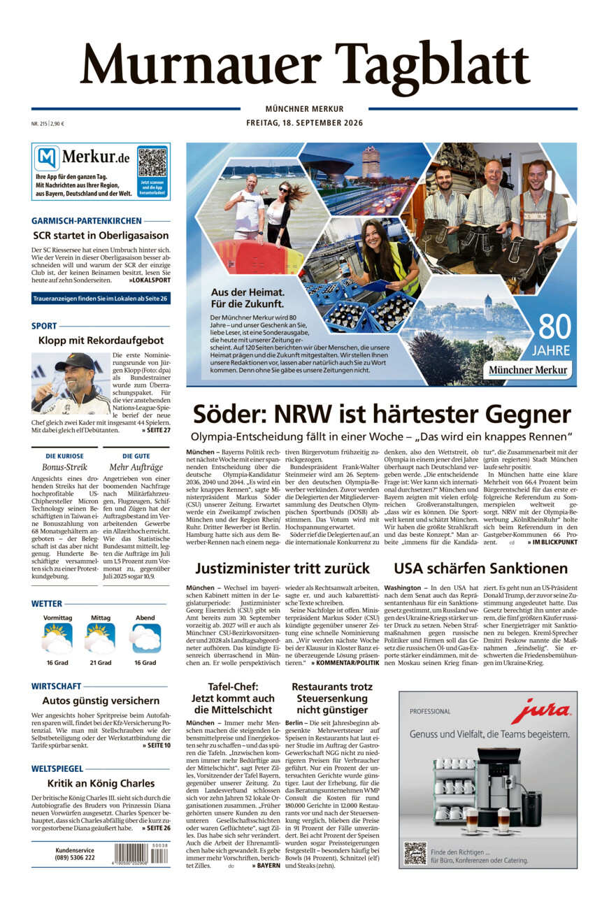 Murnauer Tagblatt vom Freitag, 18.09.2026