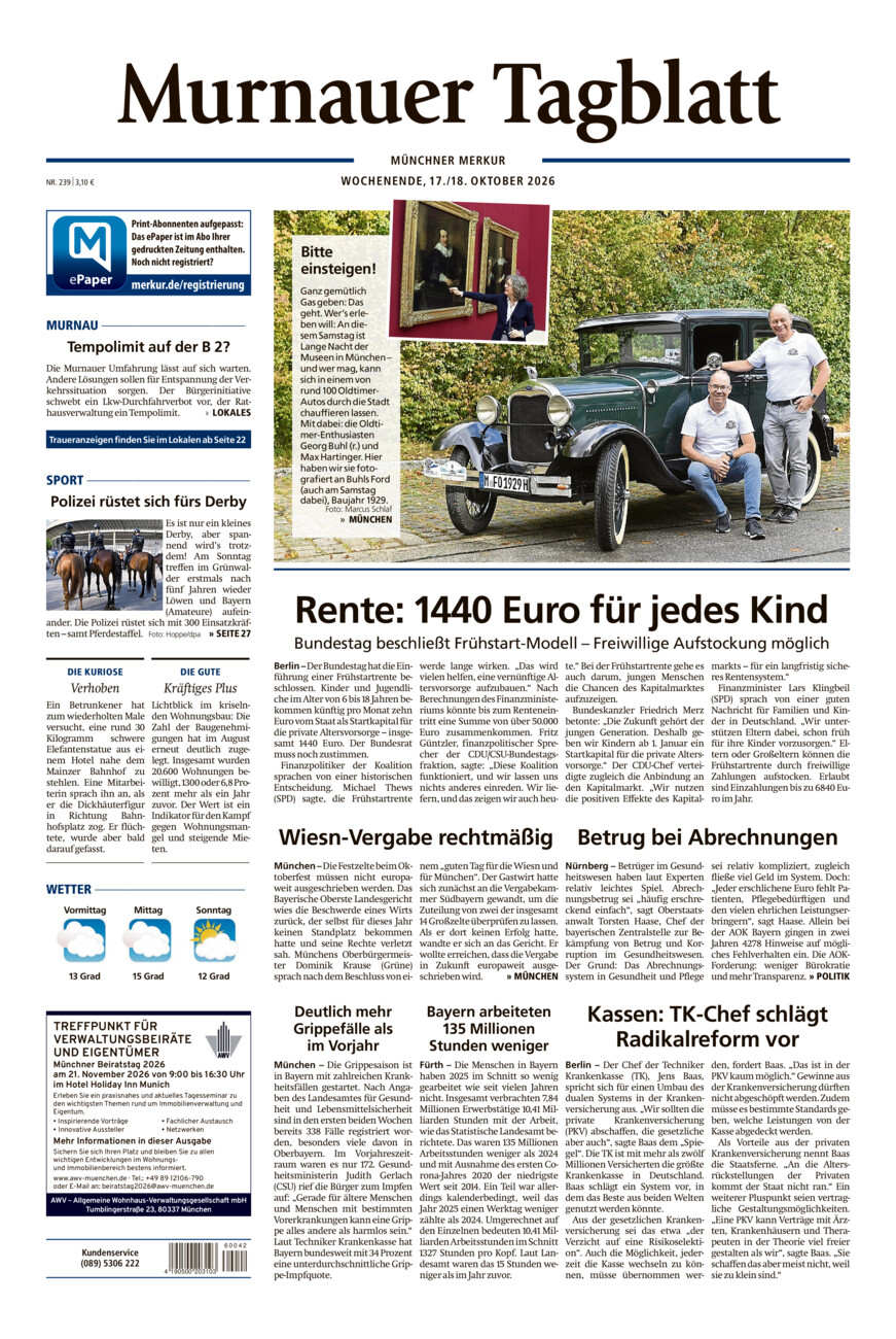 Murnauer Tagblatt vom Samstag, 17.10.2026