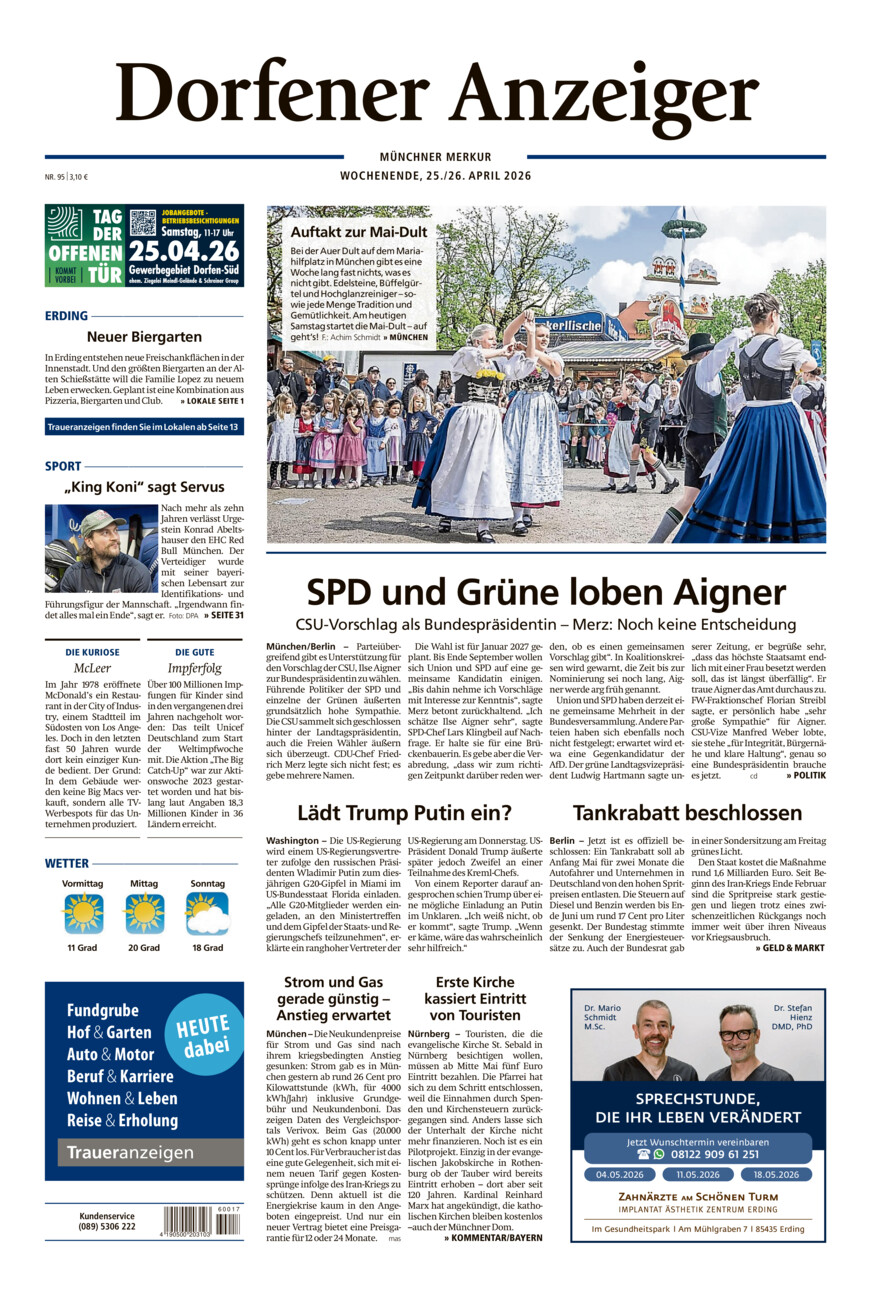 Dorfener Anzeiger vom Samstag, 25.04.2026