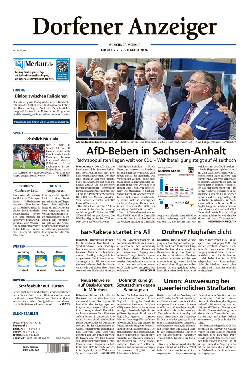 Dorfener Anzeiger vom Montag, 07.09.2026