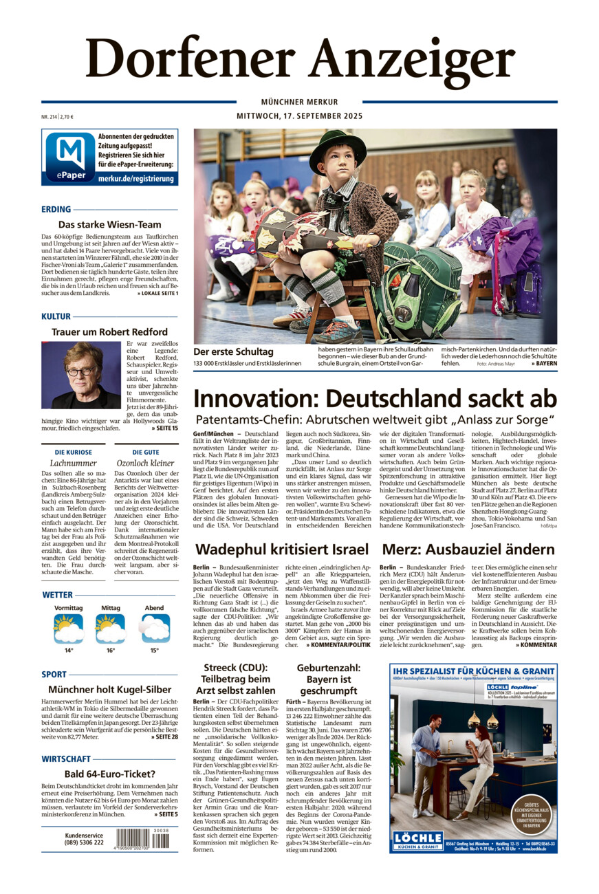 Dorfener Anzeiger vom Mittwoch, 17.09.2025
