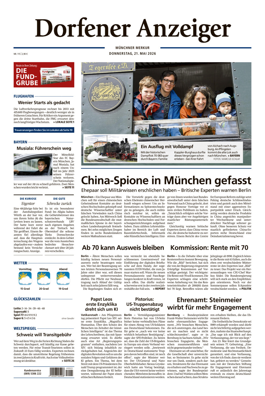 Dorfener Anzeiger vom Donnerstag, 21.05.2026