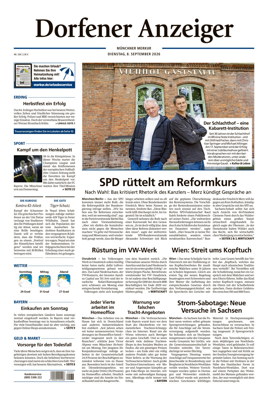 Dorfener Anzeiger vom Dienstag, 08.09.2026
