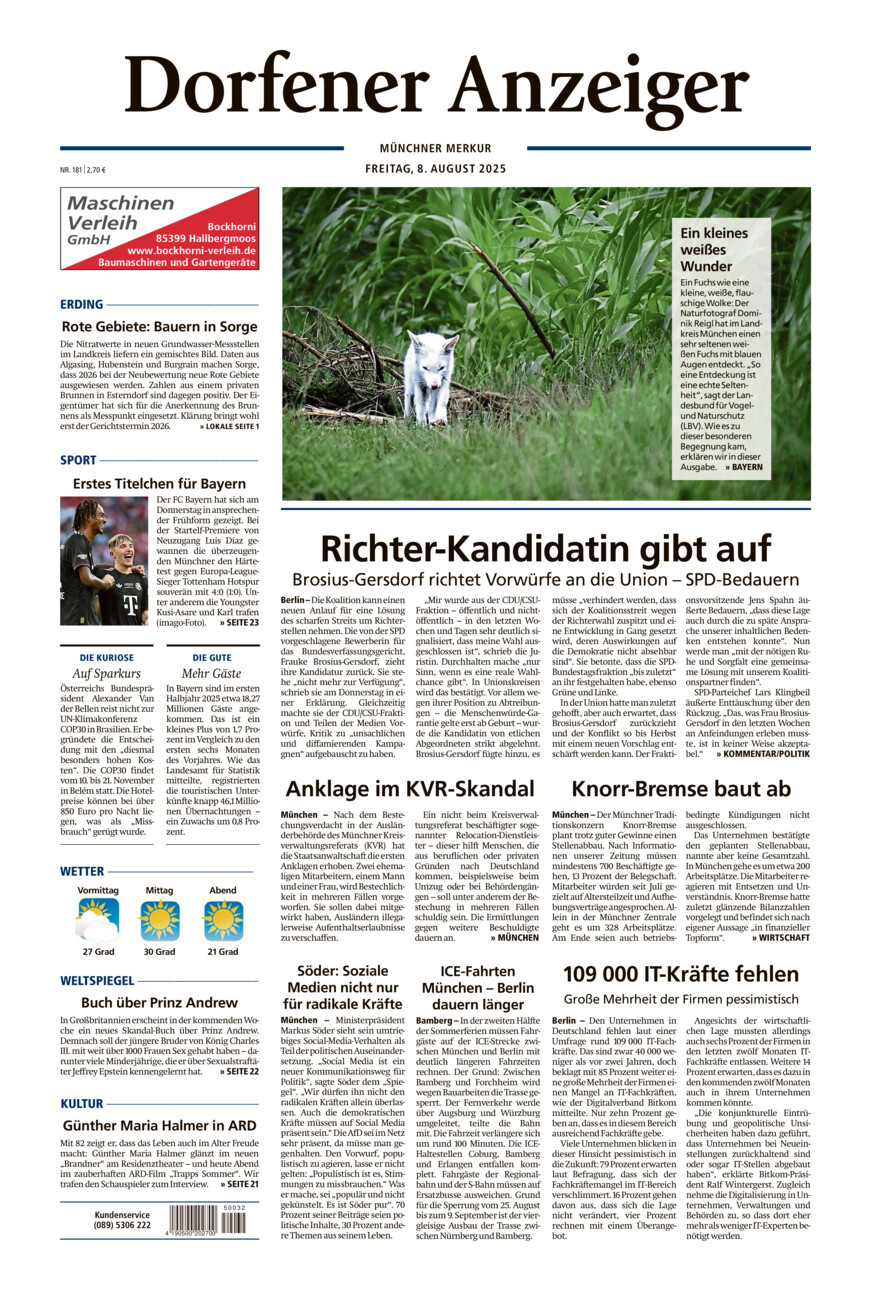 Dorfener Anzeiger vom Freitag, 08.08.2025