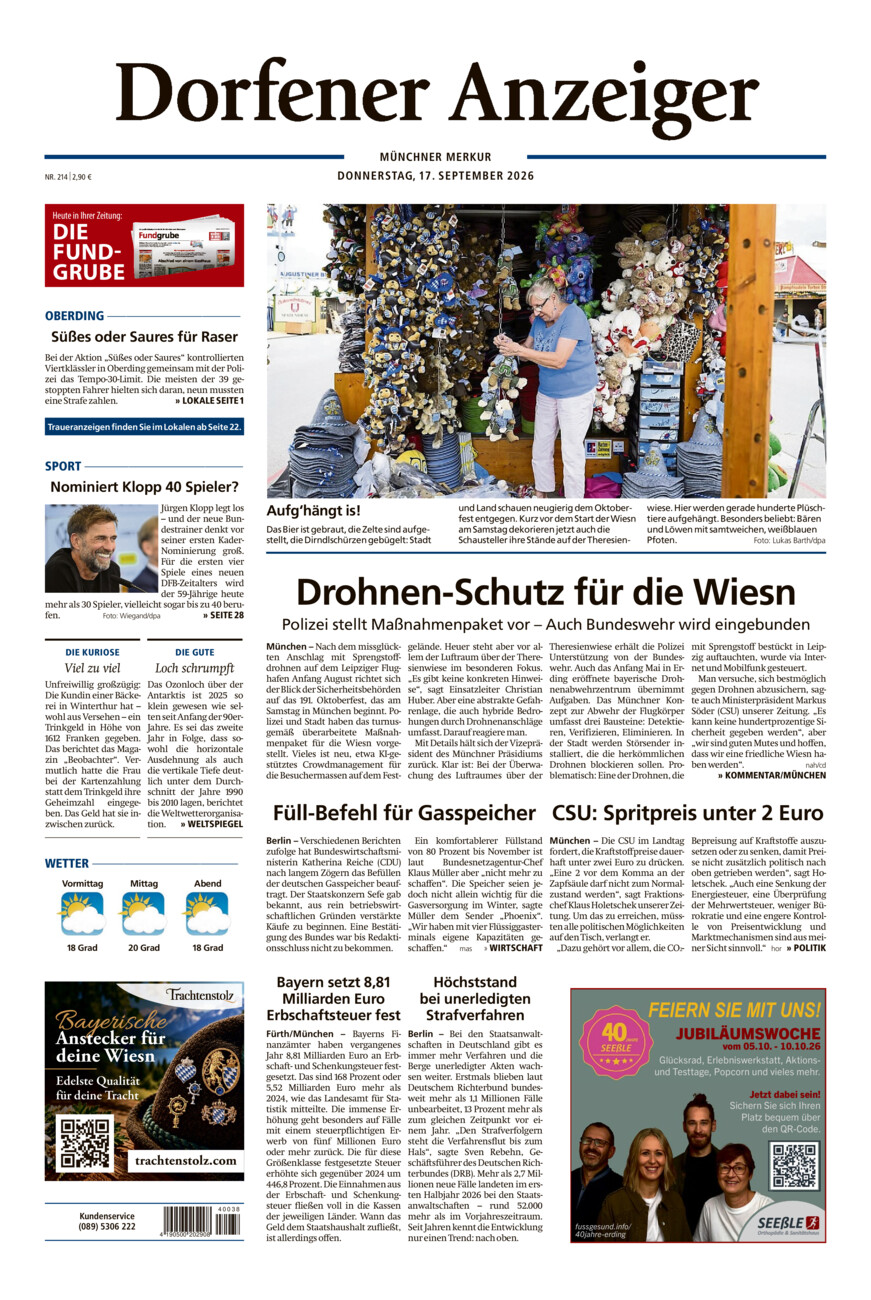Dorfener Anzeiger vom Donnerstag, 17.09.2026