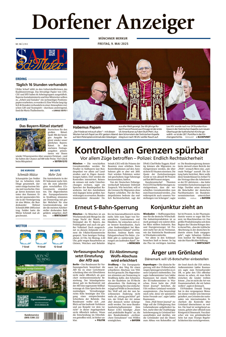Dorfener Anzeiger vom Freitag, 09.05.2025