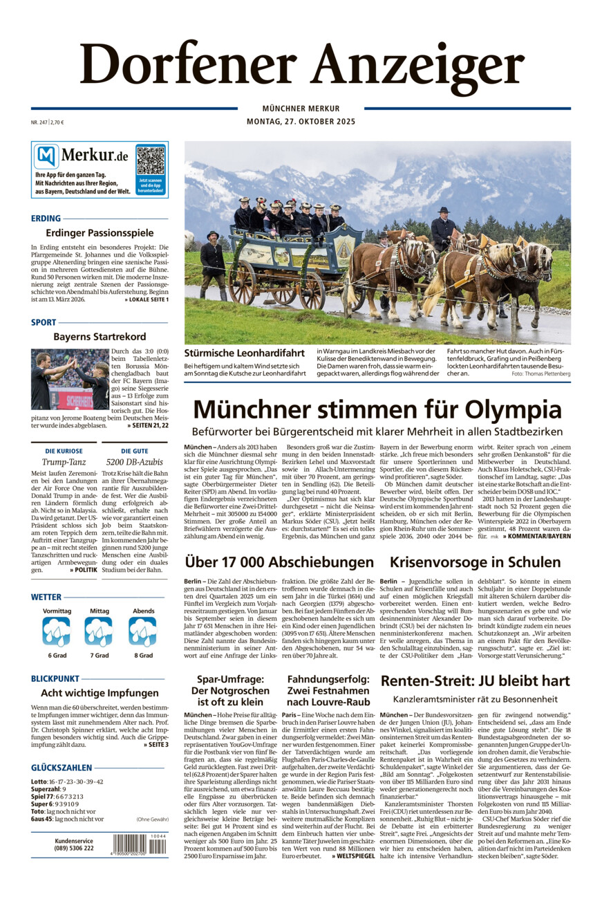 Dorfener Anzeiger vom Montag, 27.10.2025