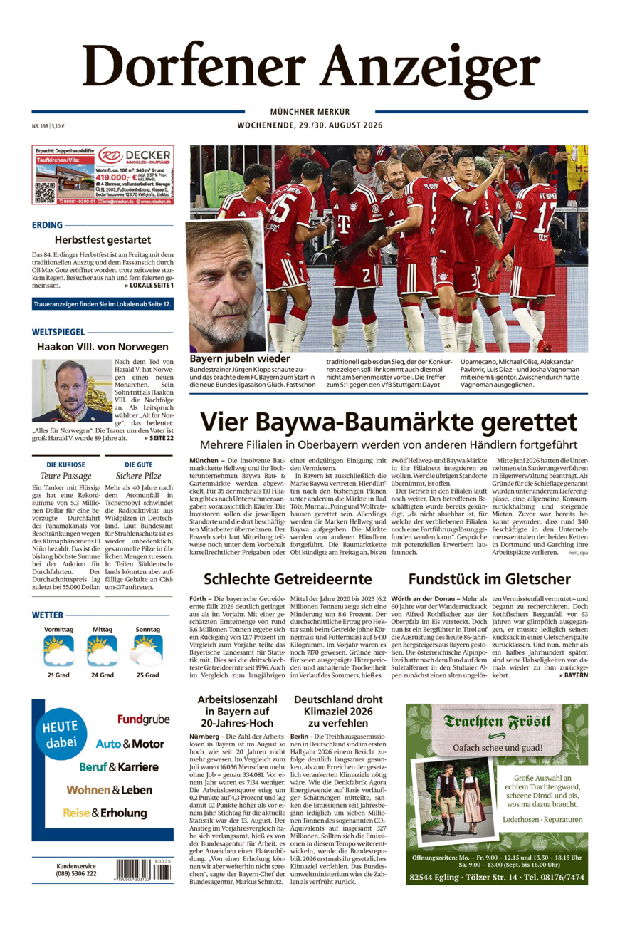 Dorfener Anzeiger vom Samstag, 29.08.2026