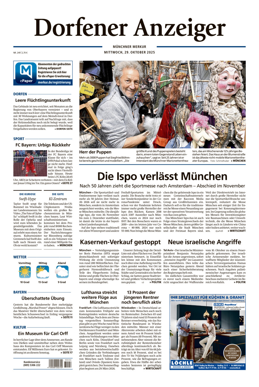 Dorfener Anzeiger vom Mittwoch, 29.10.2025