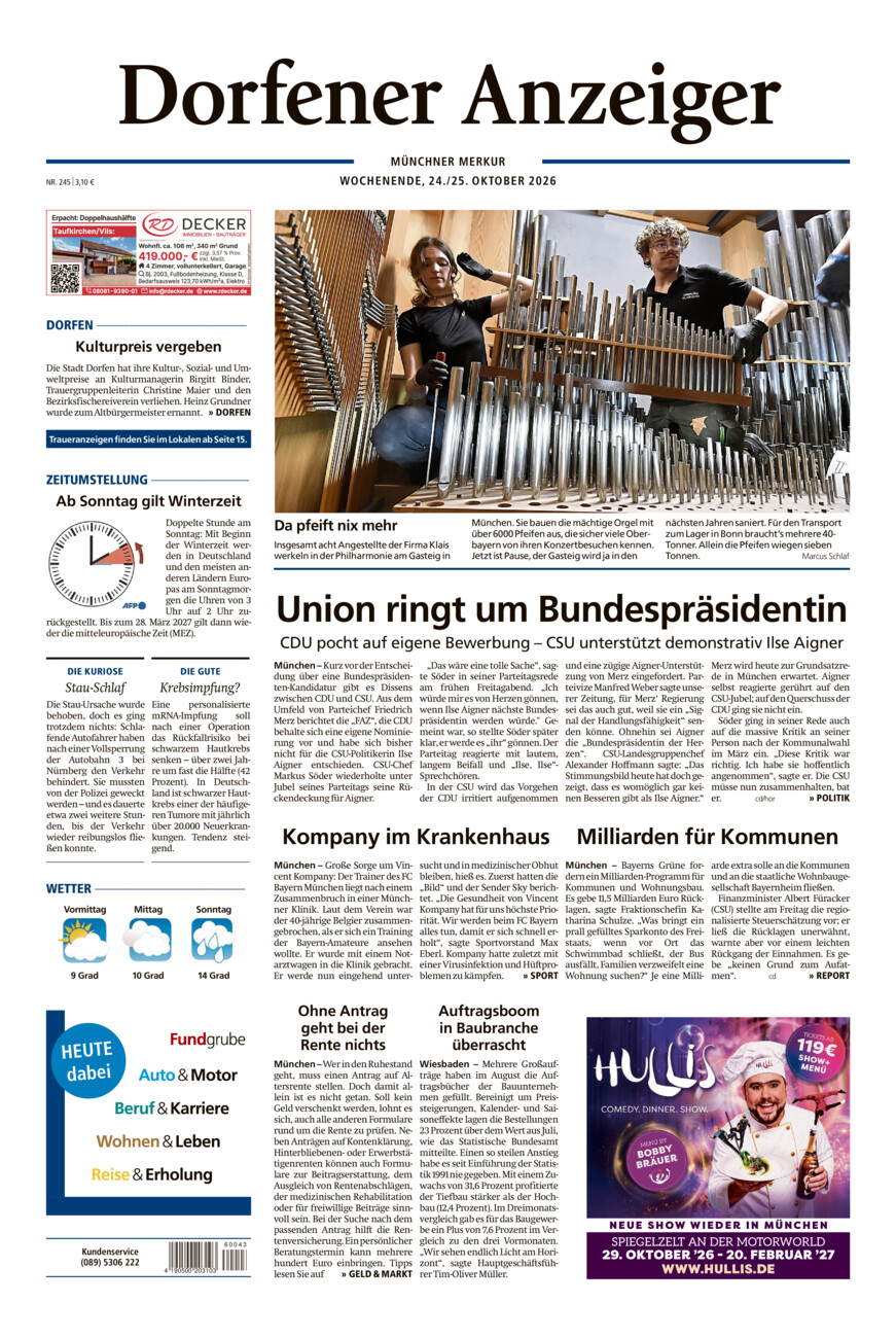 Dorfener Anzeiger vom Samstag, 24.10.2026