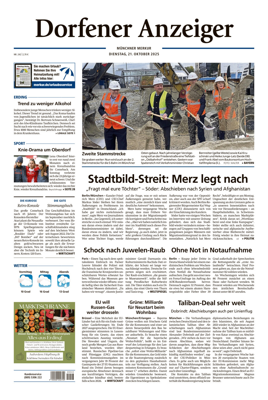 Dorfener Anzeiger vom Dienstag, 21.10.2025