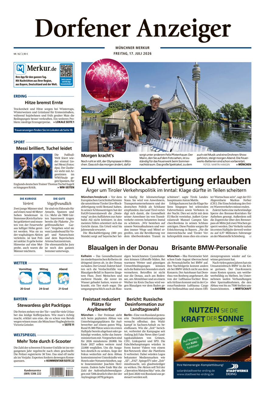 Dorfener Anzeiger vom Freitag, 17.07.2026