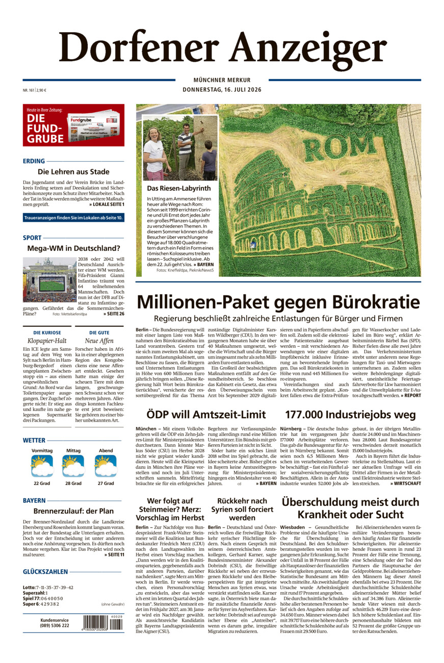 Dorfener Anzeiger vom Donnerstag, 16.07.2026
