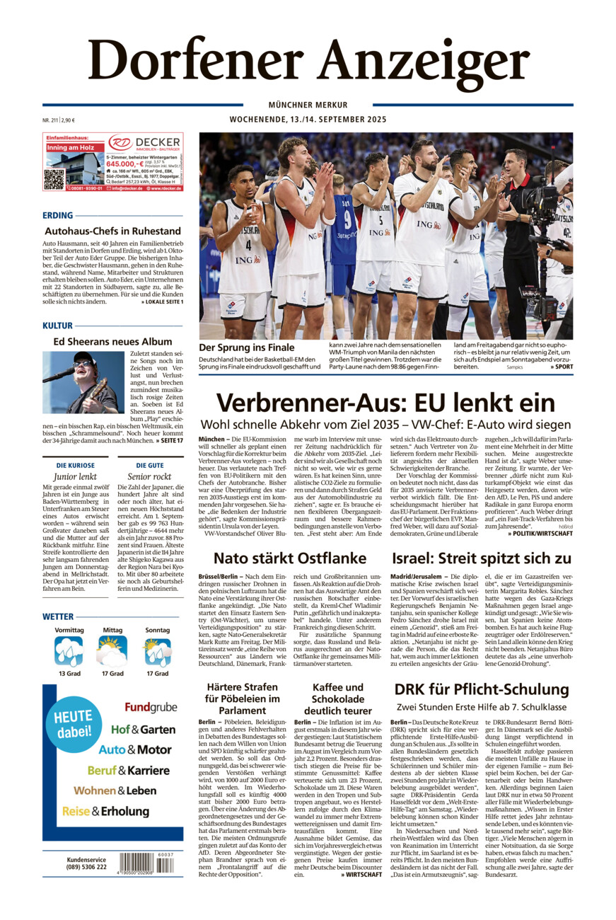 Dorfener Anzeiger vom Samstag, 13.09.2025
