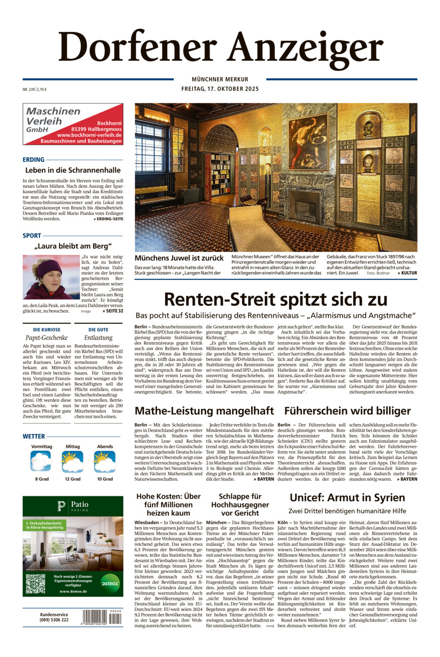 Dorfener Anzeiger vom Freitag, 17.10.2025