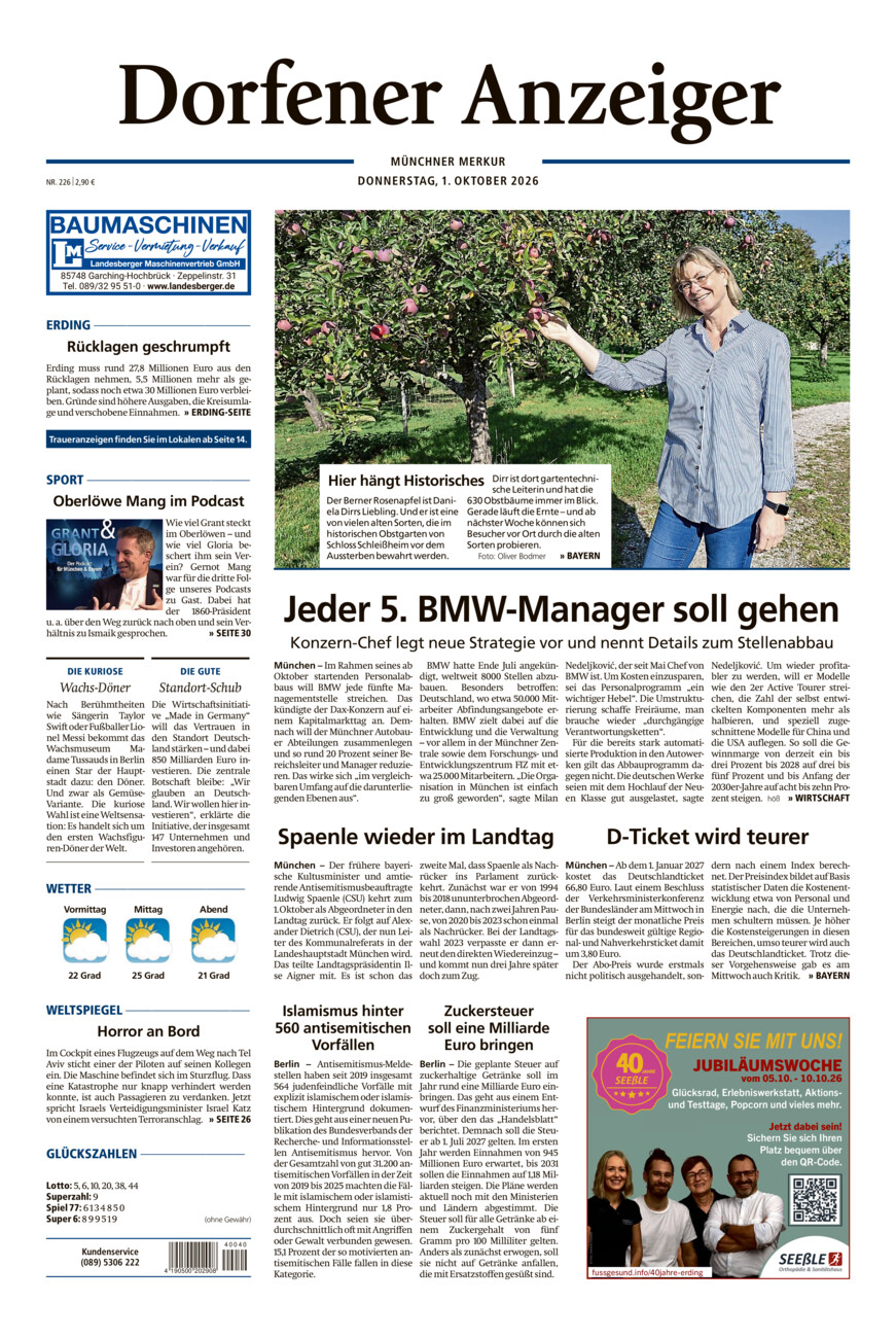 Dorfener Anzeiger vom Donnerstag, 01.10.2026
