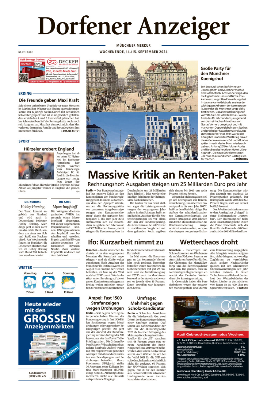 Dorfener Anzeiger vom Samstag, 14.09.2024