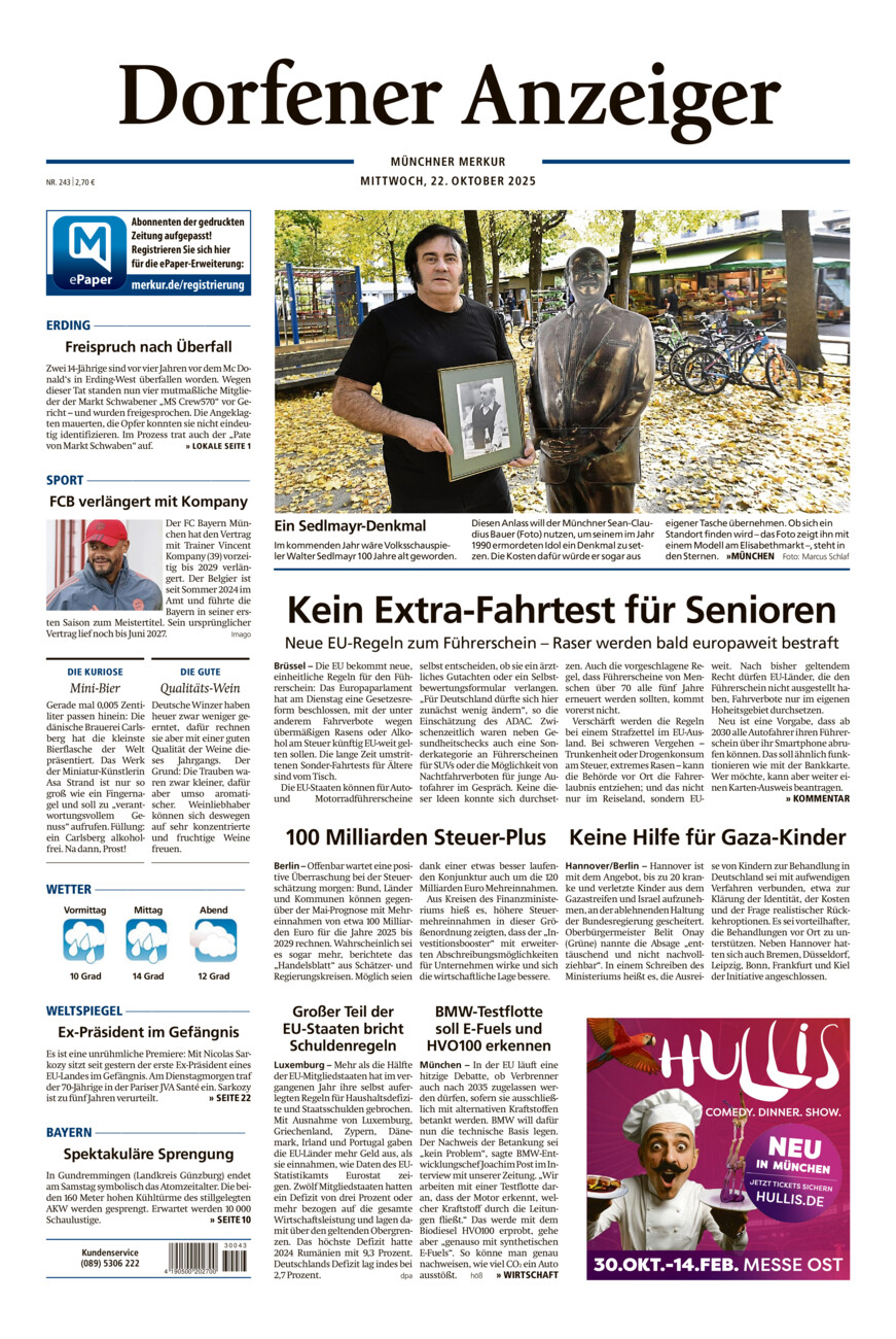 Dorfener Anzeiger vom Mittwoch, 22.10.2025