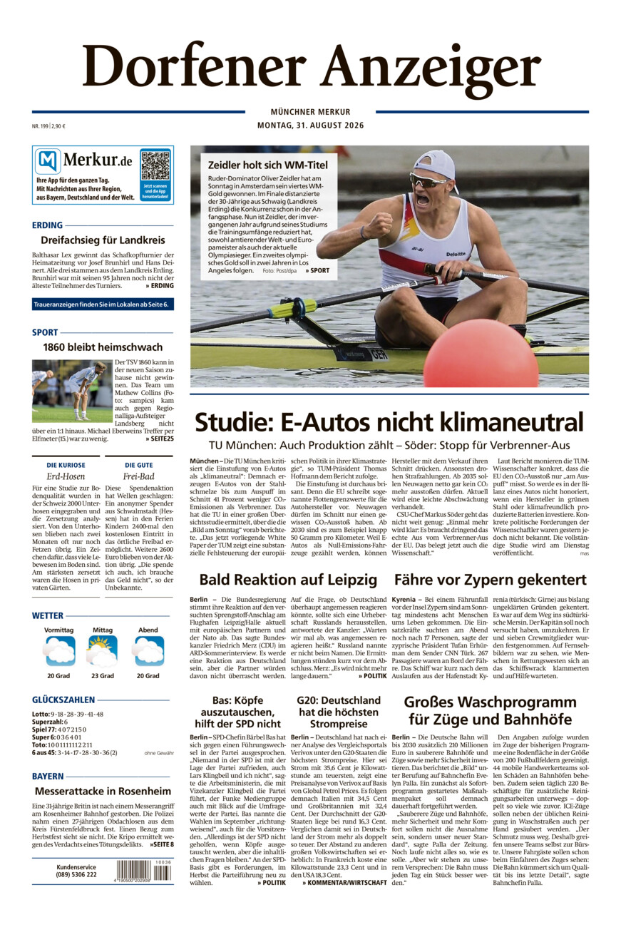Dorfener Anzeiger vom Montag, 31.08.2026