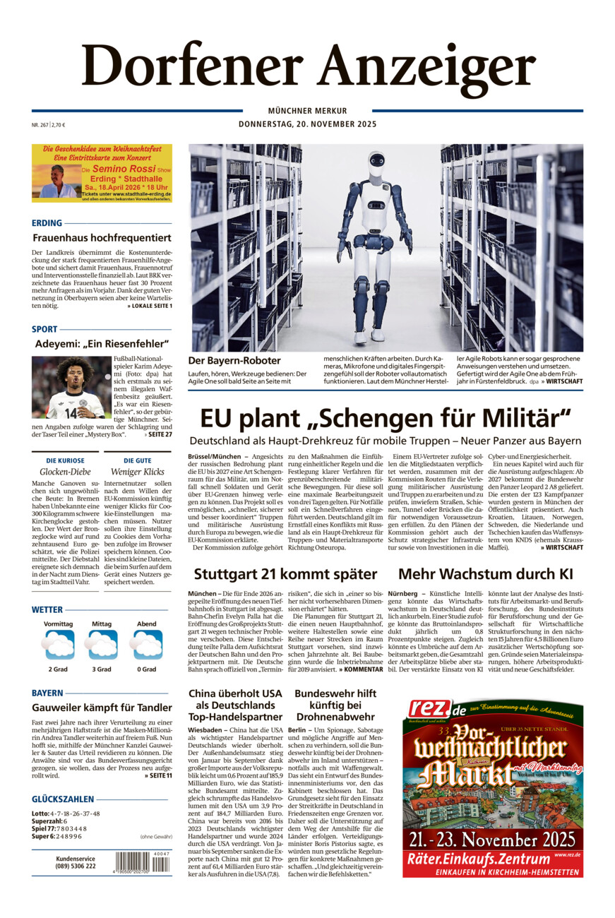 Dorfener Anzeiger vom Donnerstag, 20.11.2025