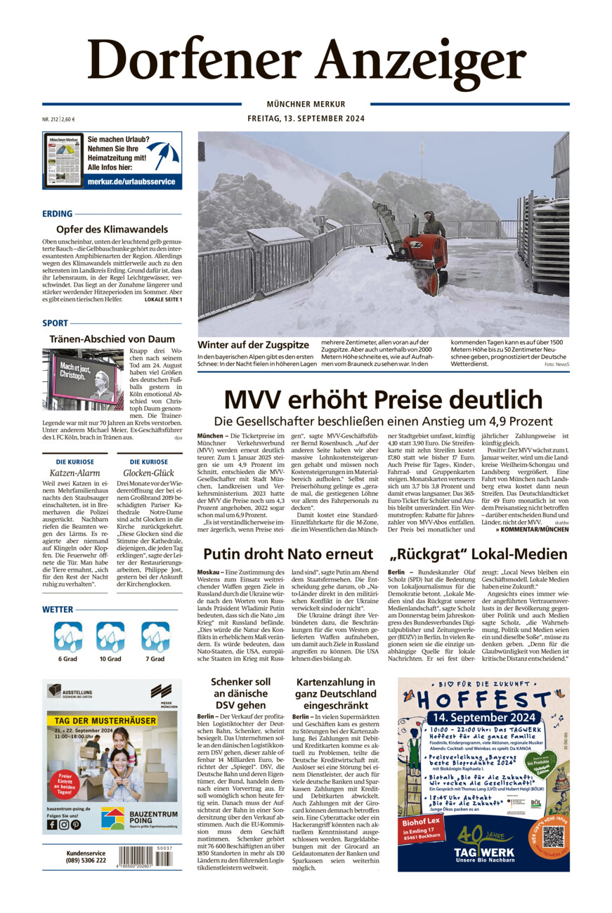 Dorfener Anzeiger vom Freitag, 13.09.2024