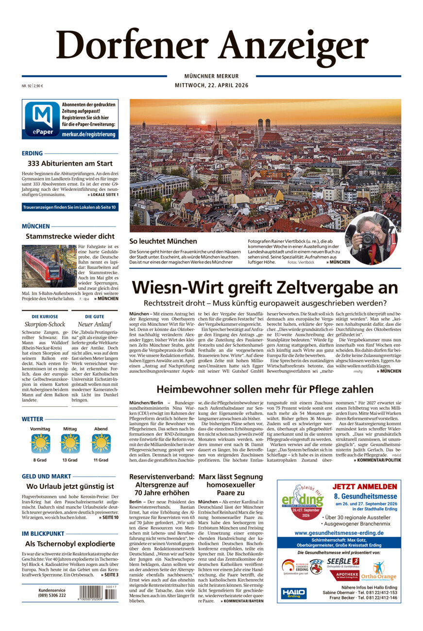 Dorfener Anzeiger vom Mittwoch, 22.04.2026