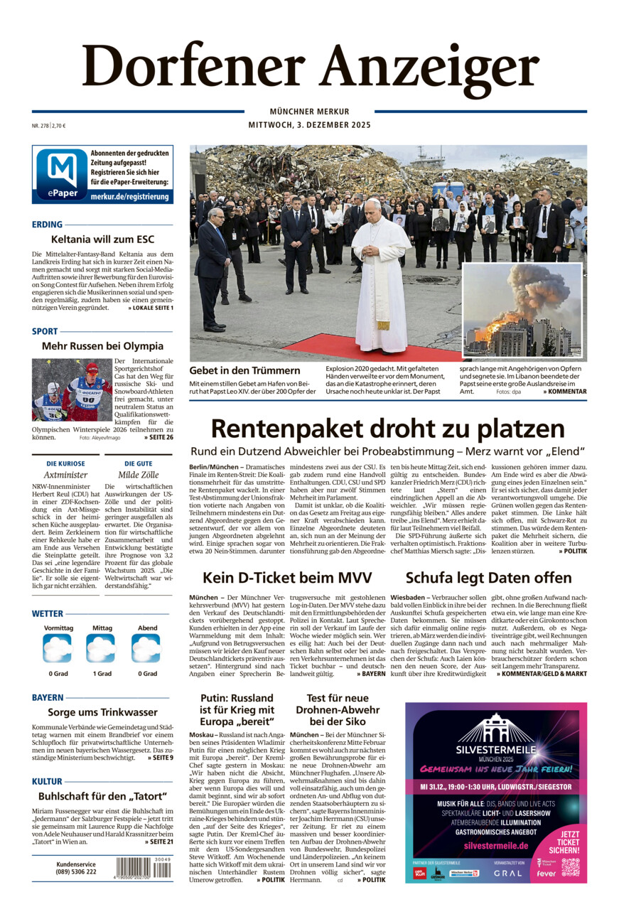 Dorfener Anzeiger vom Mittwoch, 03.12.2025