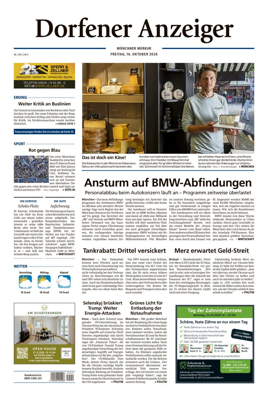 Dorfener Anzeiger vom Freitag, 16.10.2026
