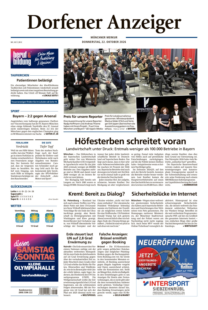 Dorfener Anzeiger vom Donnerstag, 22.10.2026
