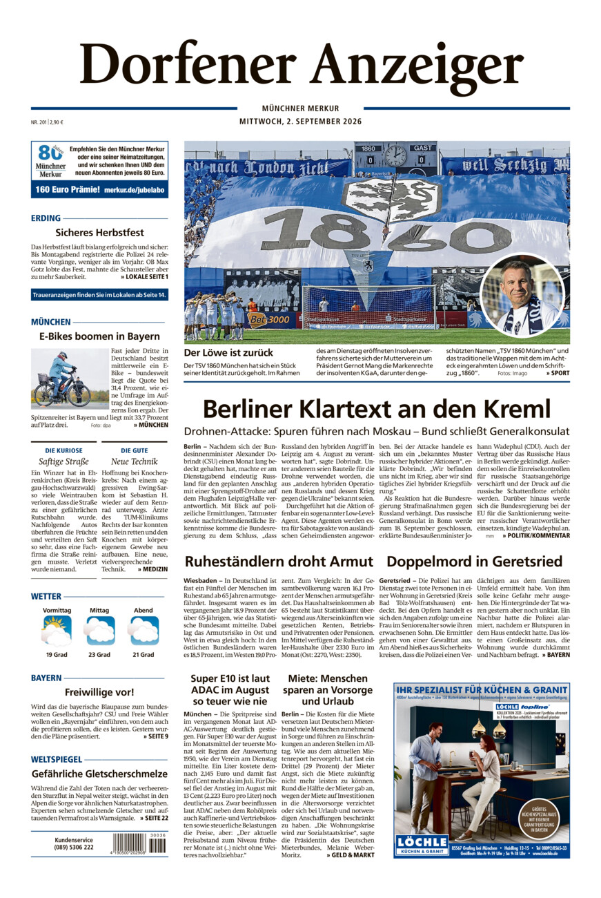 Dorfener Anzeiger vom Mittwoch, 02.09.2026