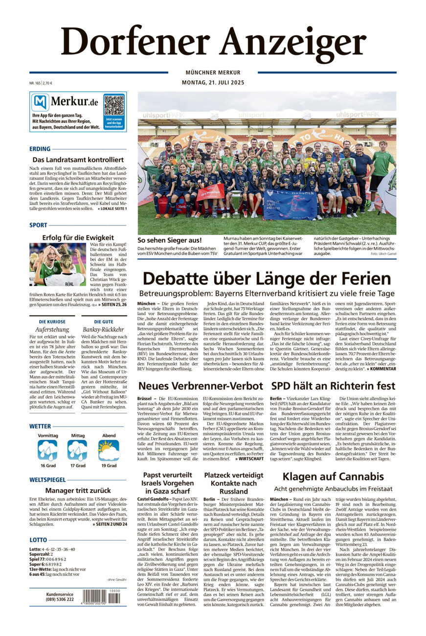 Dorfener Anzeiger vom Montag, 21.07.2025