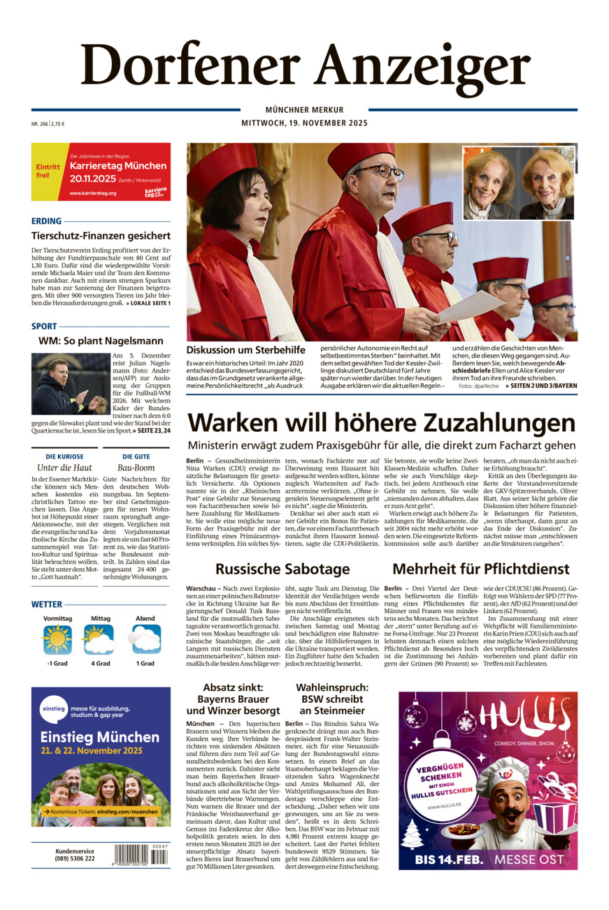 Dorfener Anzeiger vom Mittwoch, 19.11.2025
