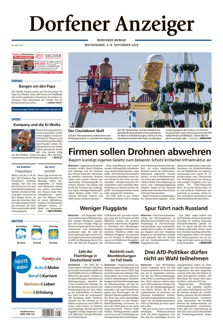 Dorfener Anzeiger vom Samstag, 05.09.2026