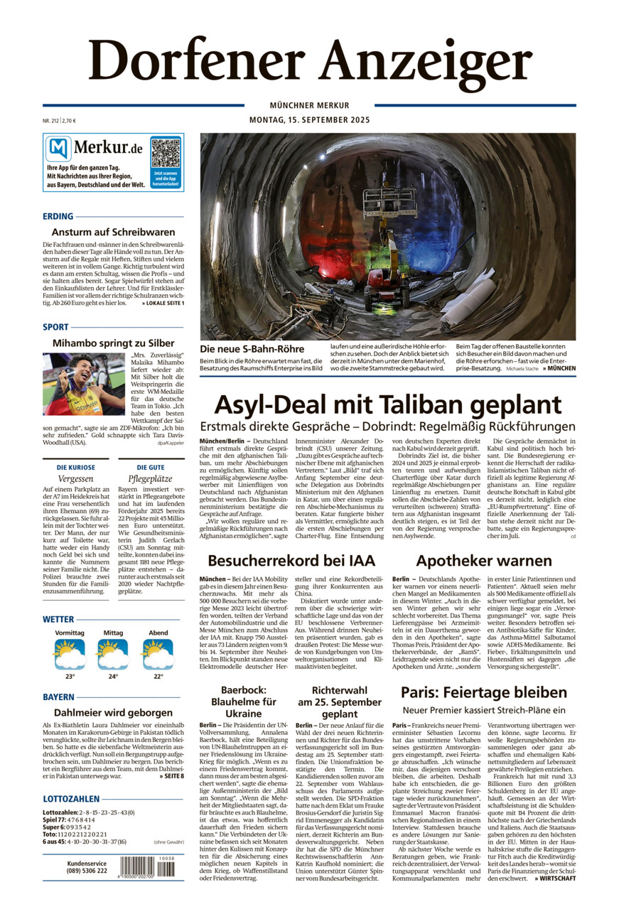Dorfener Anzeiger vom Montag, 15.09.2025