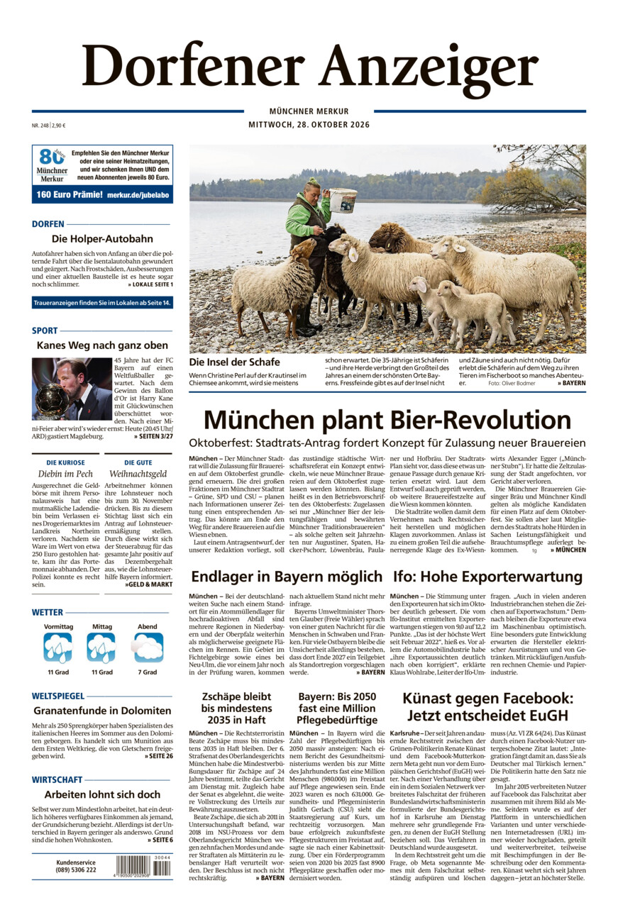 Dorfener Anzeiger vom Mittwoch, 28.10.2026