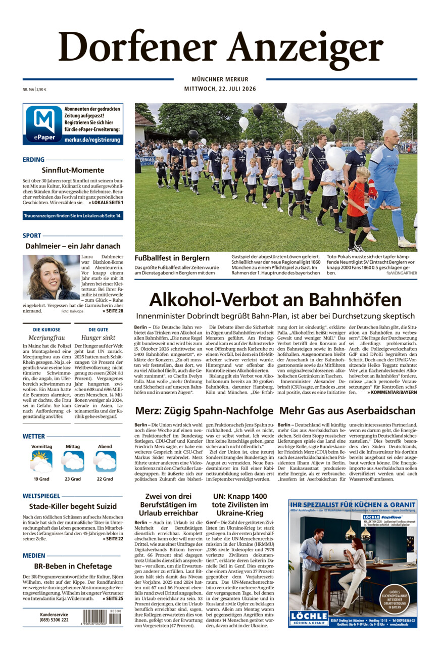 Dorfener Anzeiger vom Mittwoch, 22.07.2026