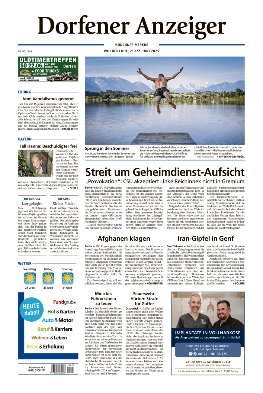 Dorfener Anzeiger vom Samstag, 21.06.2025