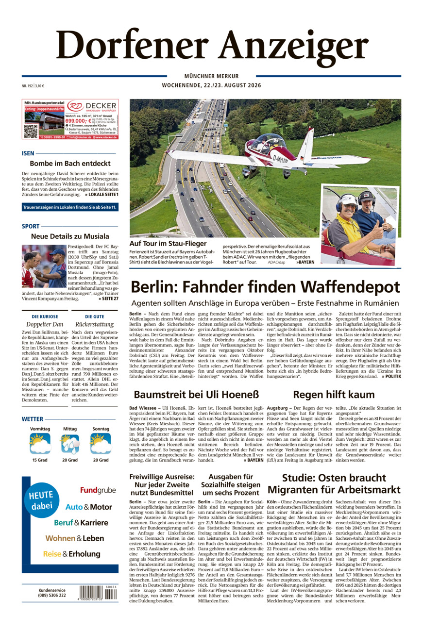 Dorfener Anzeiger vom Samstag, 22.08.2026