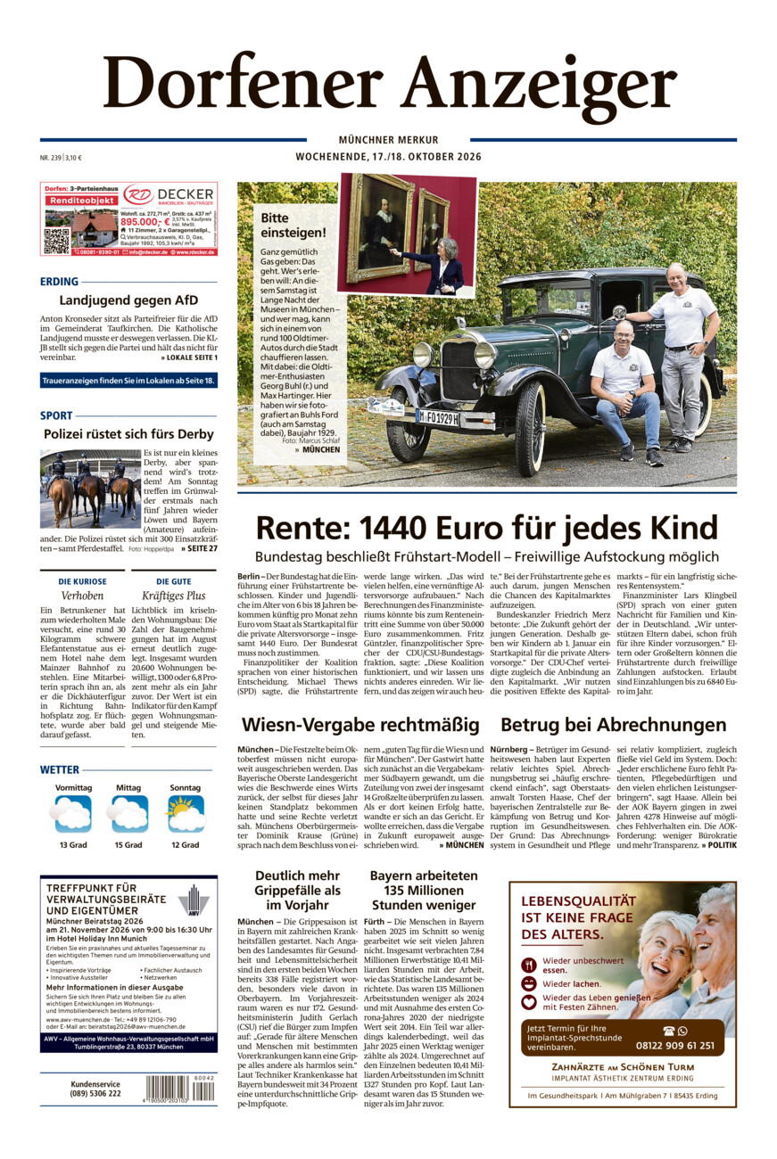 Dorfener Anzeiger vom Samstag, 17.10.2026