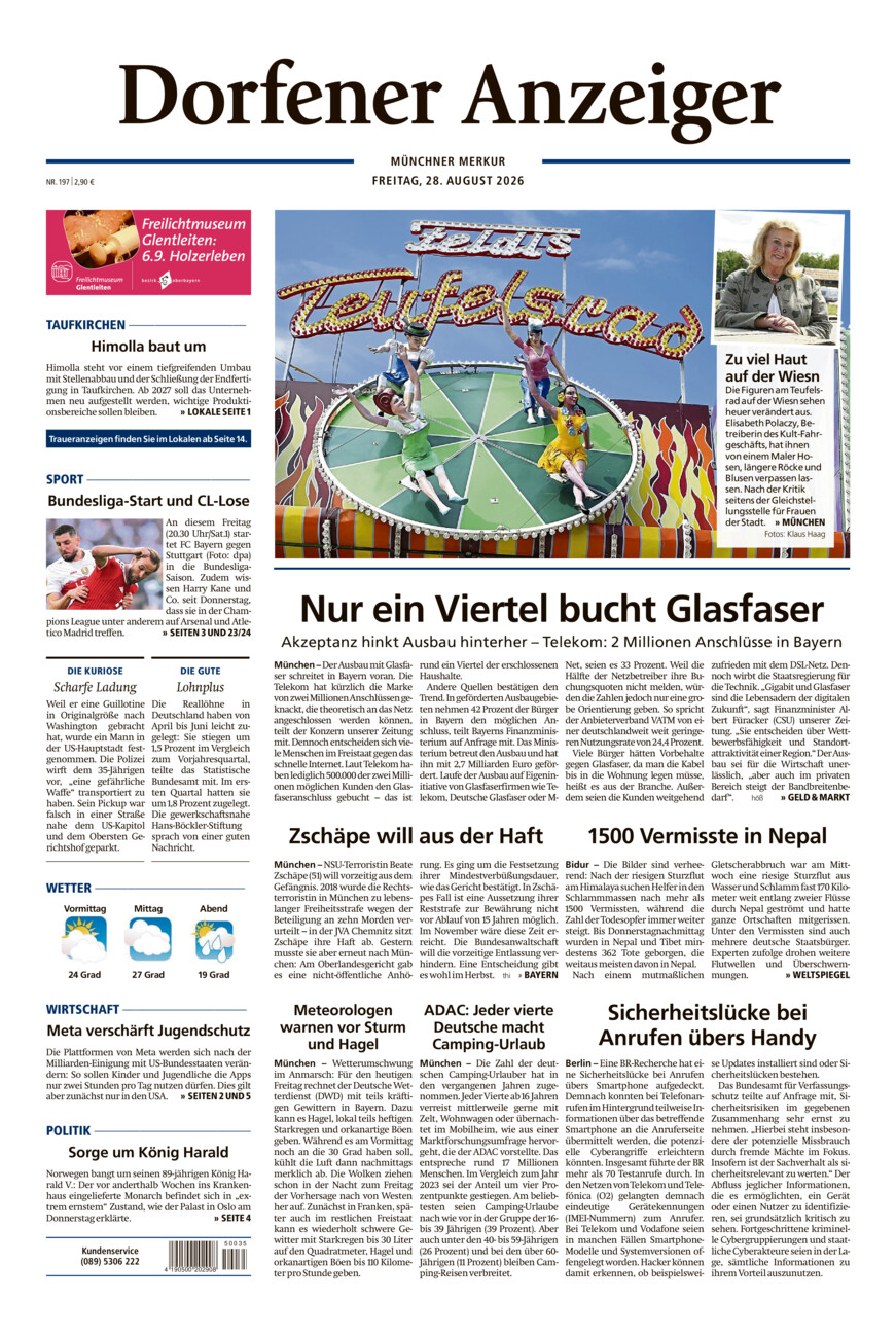 Dorfener Anzeiger vom Freitag, 28.08.2026