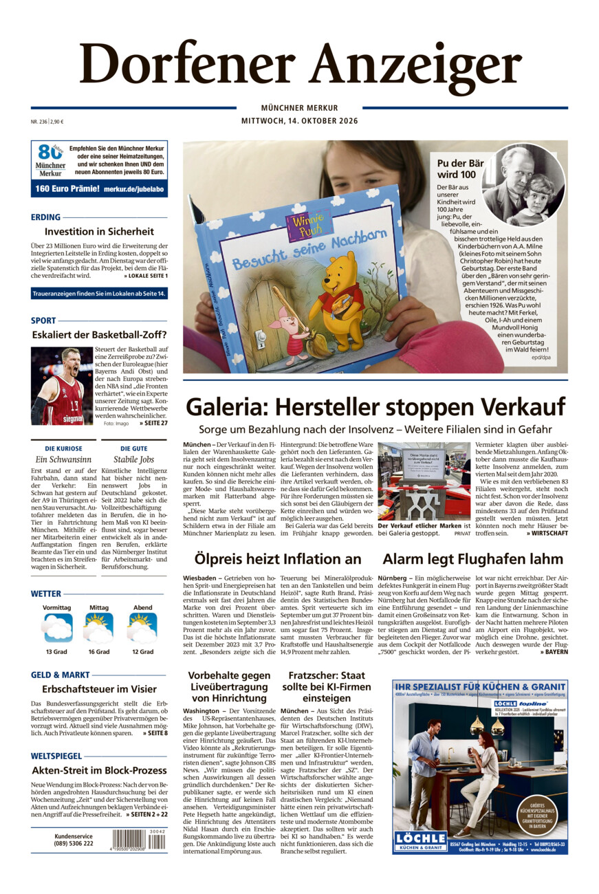 Dorfener Anzeiger vom Mittwoch, 14.10.2026