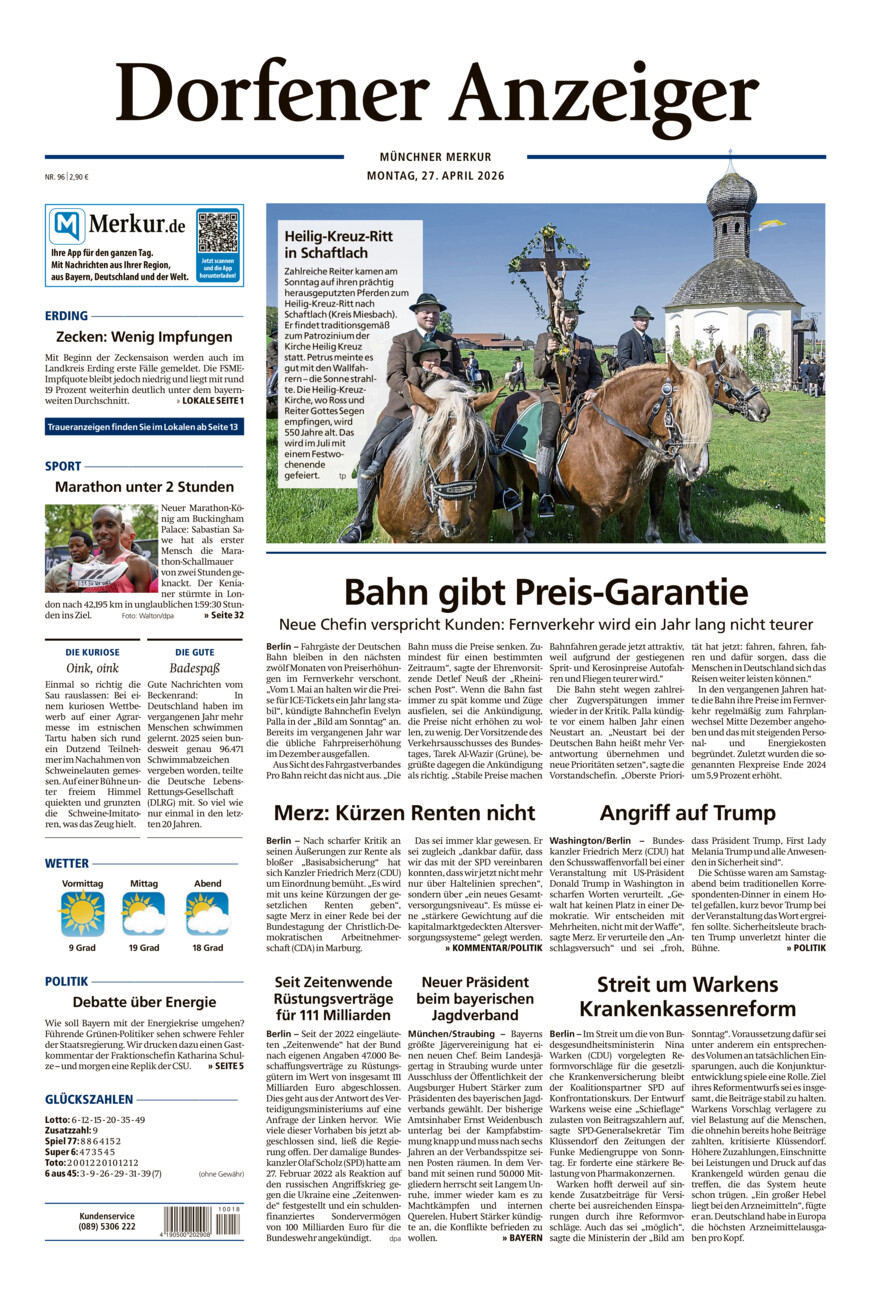Dorfener Anzeiger vom Montag, 27.04.2026
