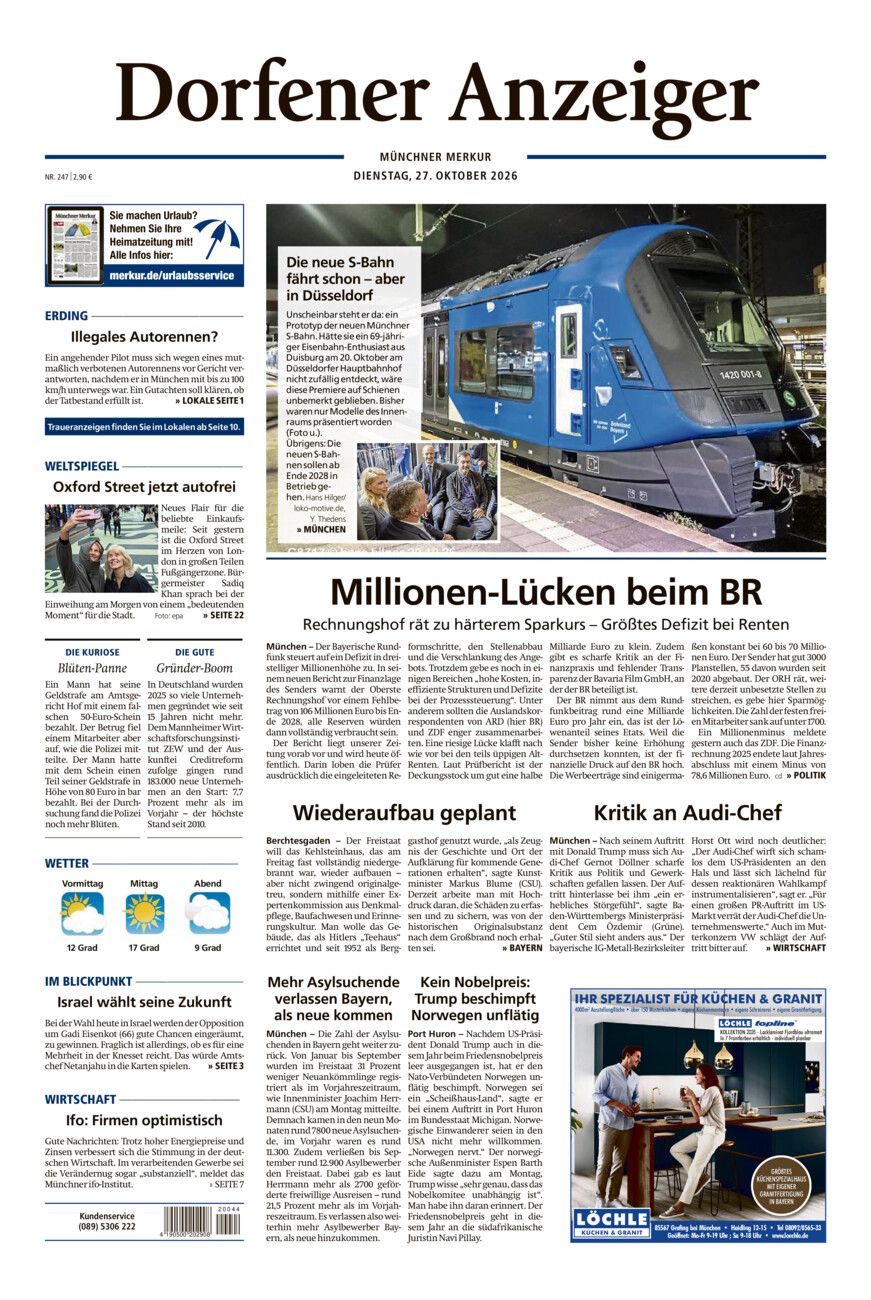 Dorfener Anzeiger vom Dienstag, 27.10.2026