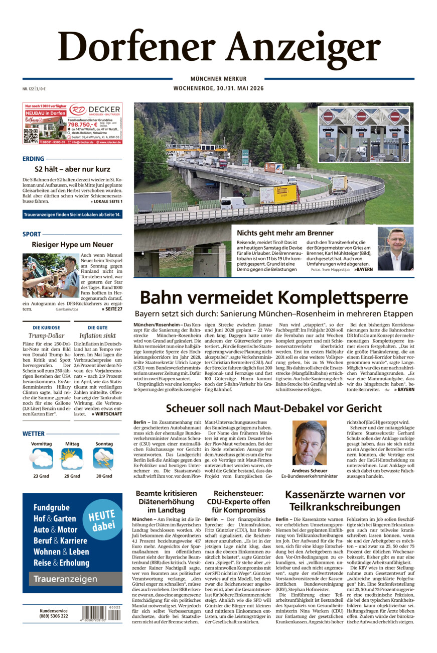 Dorfener Anzeiger vom Samstag, 30.05.2026