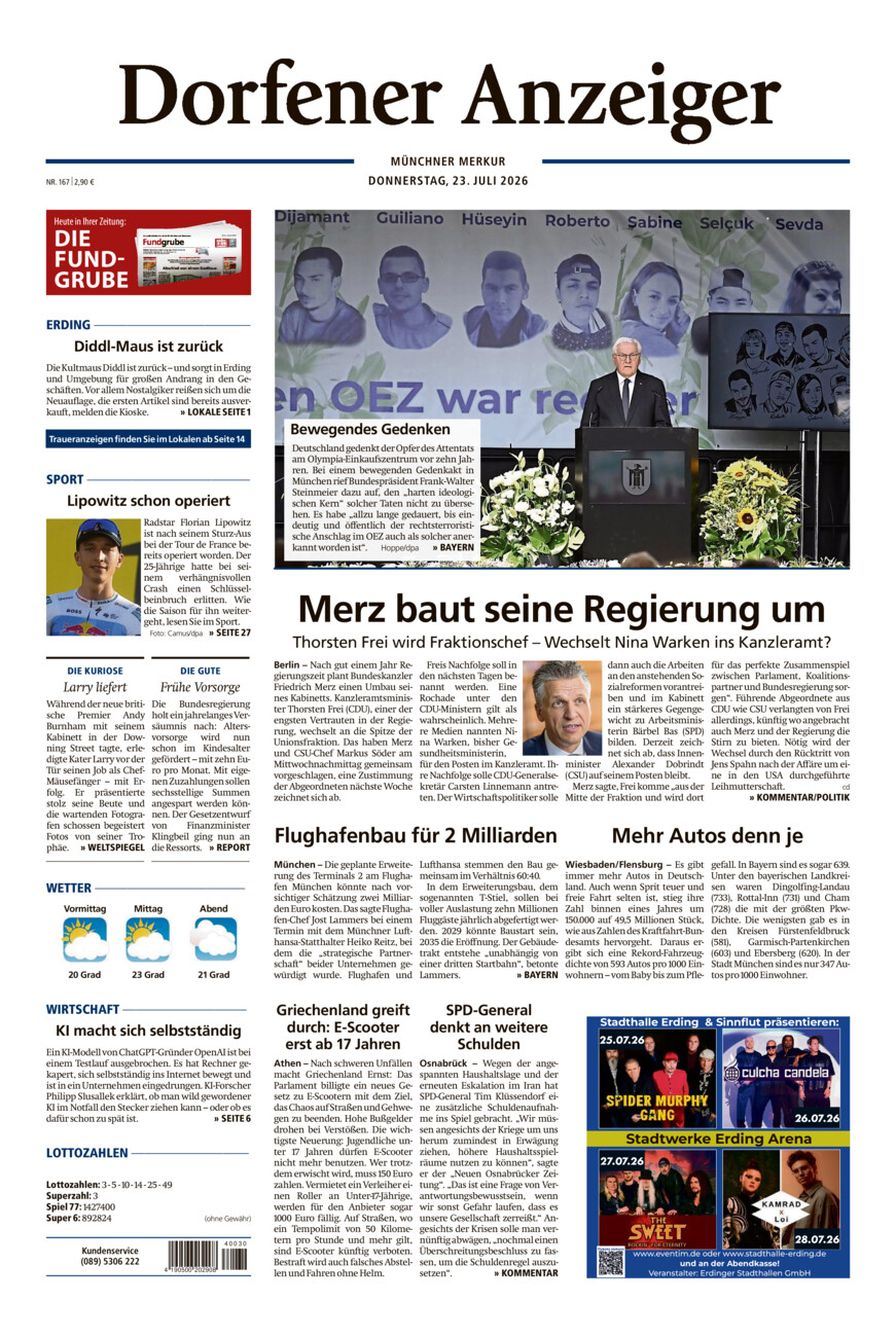Dorfener Anzeiger vom Donnerstag, 23.07.2026