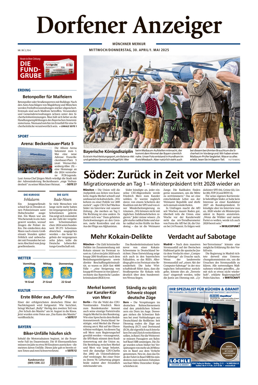 Dorfener Anzeiger vom Mittwoch, 30.04.2025