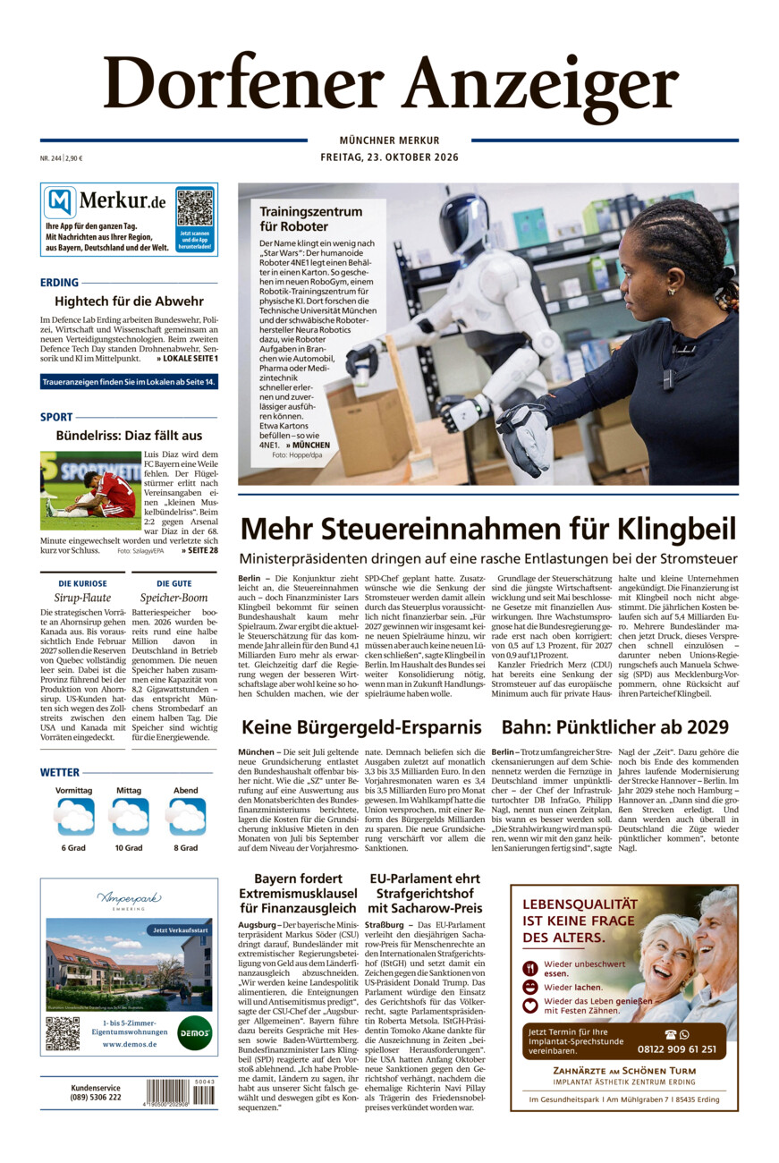 Dorfener Anzeiger vom Freitag, 23.10.2026